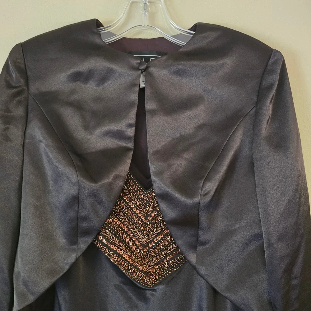 Alex Evenings Womens 2 Pc Set Beaded Maxi Dress and‎ Bolero Brown Size 8 Y2K